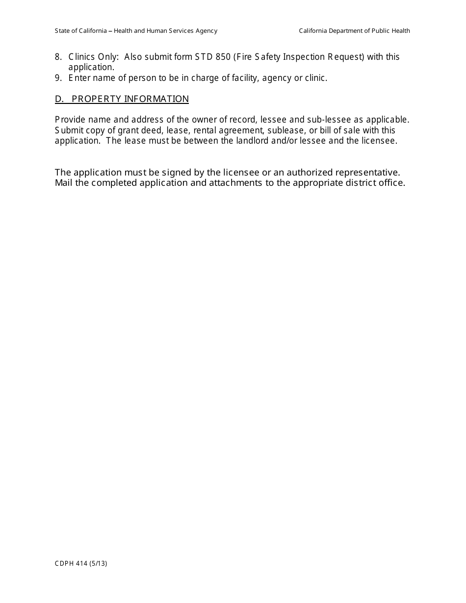 Form CDPH414 Application for Health Facility / Agency Change of Location - California, Page 4