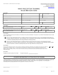 Form CDPH516 Nhap Preceptor Training Registration Form - California