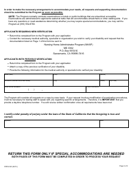 Form CDPH523 Special Accommodation Request for Examination - California, Page 2