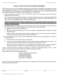 Document preview: Form HS328 Notice - Effective Date of Provider Agreement - California