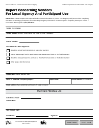 Document preview: Form CDPH4125 Report Concerning Vendors for Local Agency and Participant Use - California