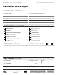 Document preview: Form CDPH4476 Participant Abuse Report - California