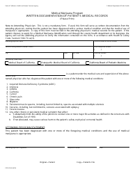 Document preview: Form CDPH9044 Written Documentation of Patient's Medical Records - Medical Marijuana Program - California