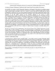 Document preview: Form CDPH8689 Agreement by Employees/Contractor to Comply With Confidentiality Requirements - California