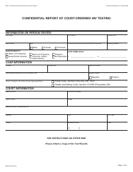 Form CDPH8485 Confidential Report of Court-Ordered HIV Testing - California