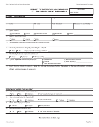 Document preview: Form CDPH8479 Report of Potential HIV Exposure to Law Enforcement Employees - California