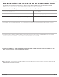 Form CDPH8459 Report of Request and Decision for HIV, Hep B, and/or Hep C Testing - California
