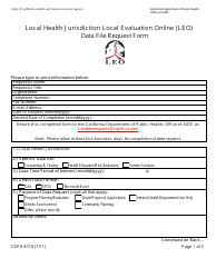 Form CDPH8718 Local Health Jurisdiction Local Evaluation Online (Leo) Data File Request Form - California