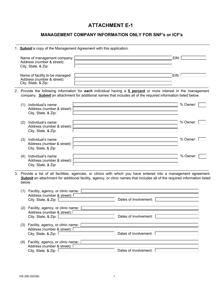Form HS200 Licensure and Certification Application - California, Page 5