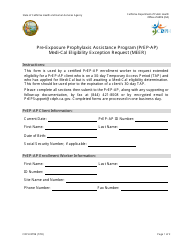 Document preview: Form CDPH8736 Pre-exposure Prophylaxis Assistance Program (Prep-Ap) Medi-Cal Eligibility Request (Meer) - California