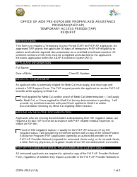 Form CDPH8740 Office of AIDS Pre-exposure Prophylaxis Assistance Program (Prep-Ap) Temporary Access Period (Tap) Request - California