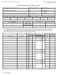 Document preview: Form LAB118 Blood Bank Personnel Report - California