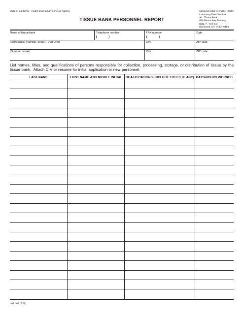 Form LAB169  Printable Pdf