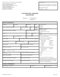 Document preview: Form CDPH8581 Cysticercosis/Taeniasis Case Report - California