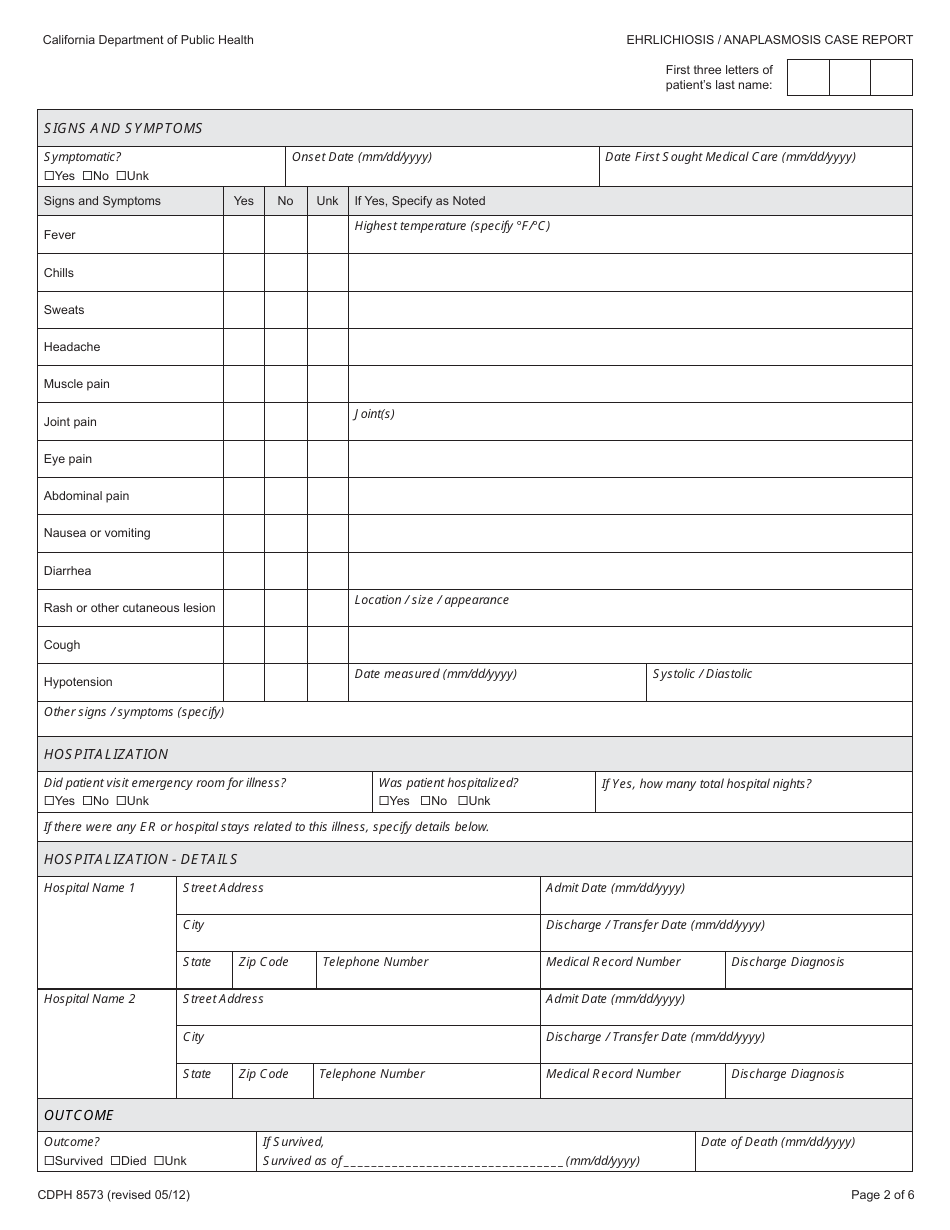 Form CDPH8573 - Fill Out, Sign Online and Download Printable PDF ...