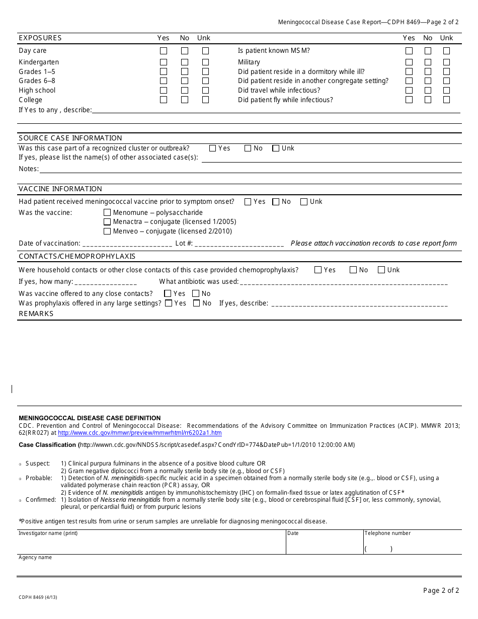 Form CDPH8469 - Fill Out, Sign Online and Download Printable PDF ...