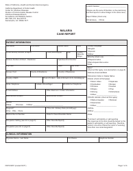 Form CDPH8657 Malaria Case Report - California
