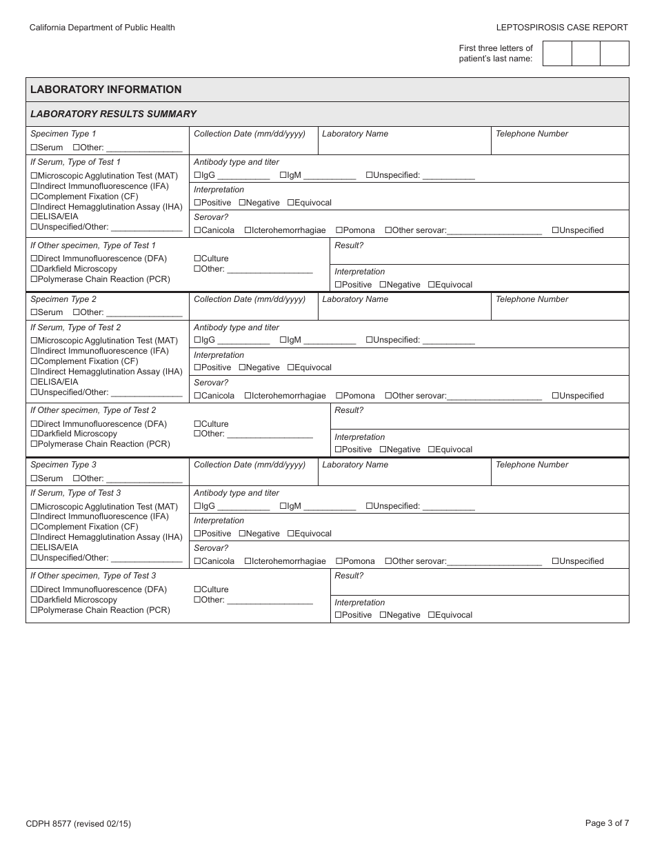 Form CDPH8577 Fill Out, Sign Online and Download Printable PDF
