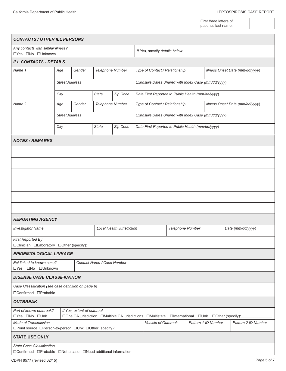 Form CDPH8577 Fill Out, Sign Online and Download Printable PDF