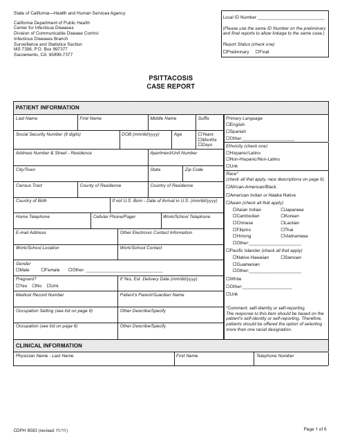 Form CDPH8583  Printable Pdf
