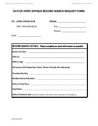 Document preview: Form CDPH9040 Out-of-State Syphilis Record Search Request Form - California