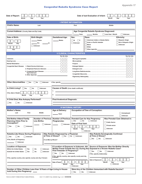 Form CS106190 (CDC71.17) Appendix 17  Printable Pdf
