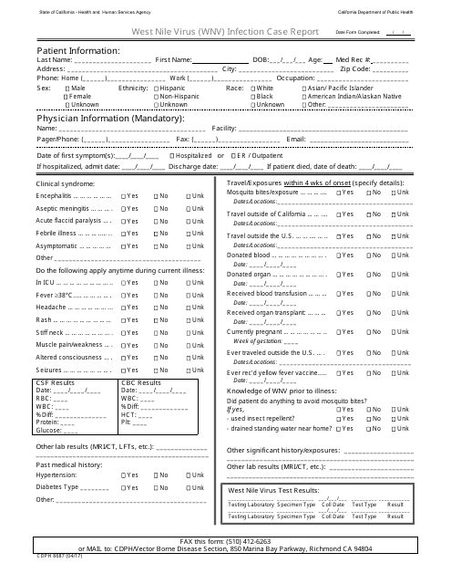 Form CDPH8687  Printable Pdf