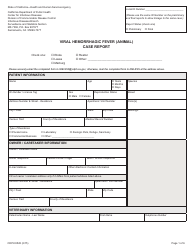 Document preview: Form CDPH8528 Viral Hemorrhagic Fever (Animal) Case Report - California