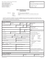 Document preview: Form CDPH8527 Viral Hemorrhagic Fever Case Report - California