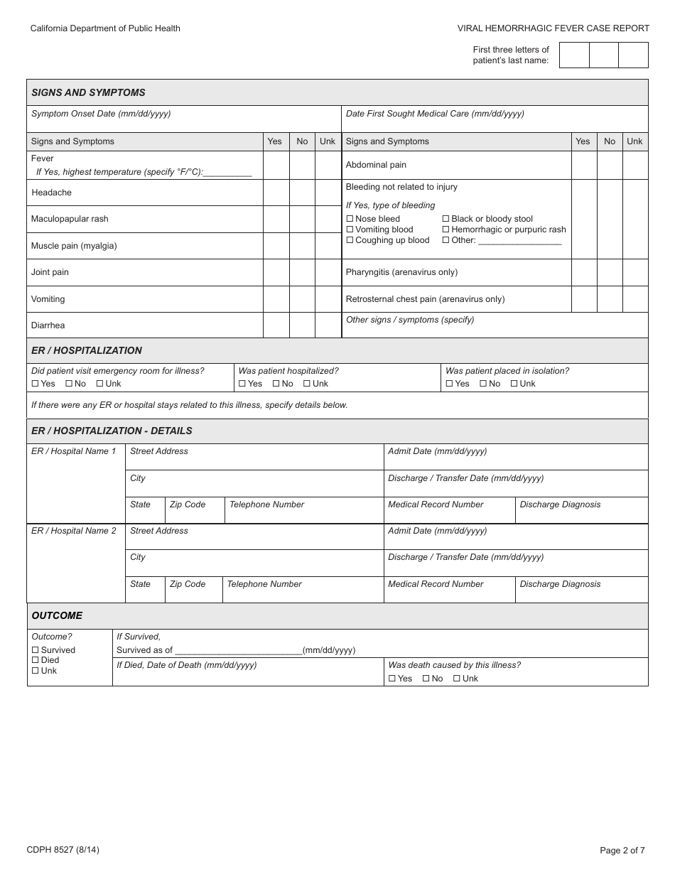 Form CDPH8527 - Fill Out, Sign Online and Download Printable PDF ...