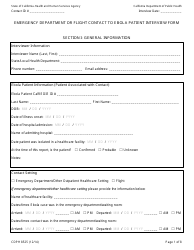 Form CDPH8525 Emergency Department or Flight Contact to Ebola Patient Interview Form - California