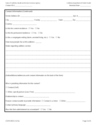 Form CDPH8525 Emergency Department or Flight Contact to Ebola Patient Interview Form - California, Page 3