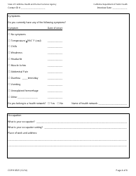 Form CDPH8525 Emergency Department or Flight Contact to Ebola Patient Interview Form - California, Page 4