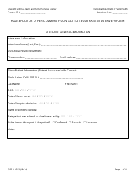 Document preview: Form CDPH8535 Household or Other Community Contact to Ebola Patient Interview Form - California
