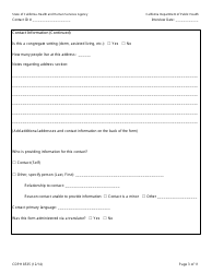 Form CDPH8535 Household or Other Community Contact to Ebola Patient Interview Form - California, Page 3
