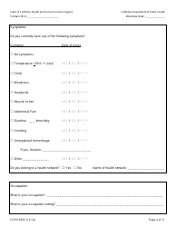 Form CDPH8535 Household or Other Community Contact to Ebola Patient Interview Form - California, Page 4