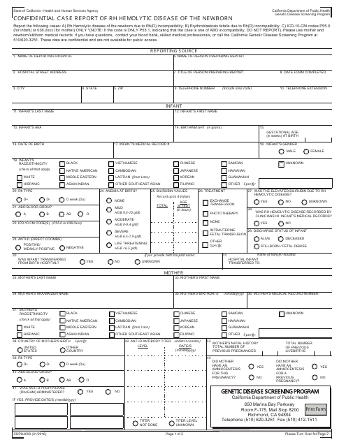 Form CDPH4009  Printable Pdf