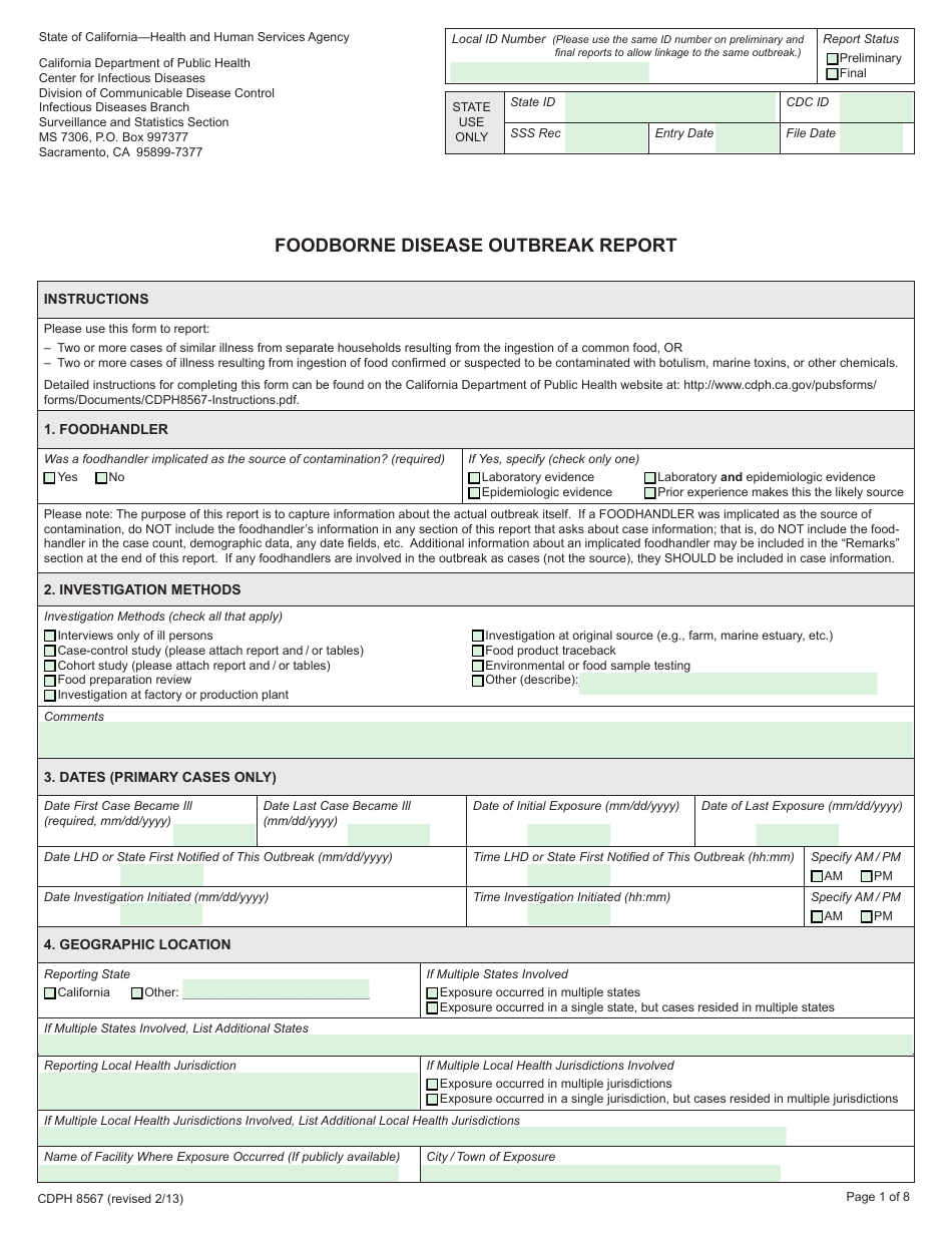 Form CDPH8567 Fill Out, Sign Online and Download Fillable PDF