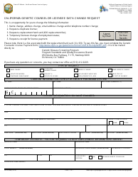 Document preview: Form CDPH4489 California Genetic Counselor Licensee Data Change Request - California
