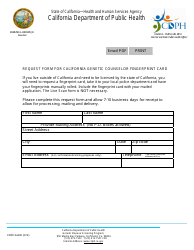 Document preview: Form CDPH44490 Request Form for California Genetic Counselor Fingerprint Card - California
