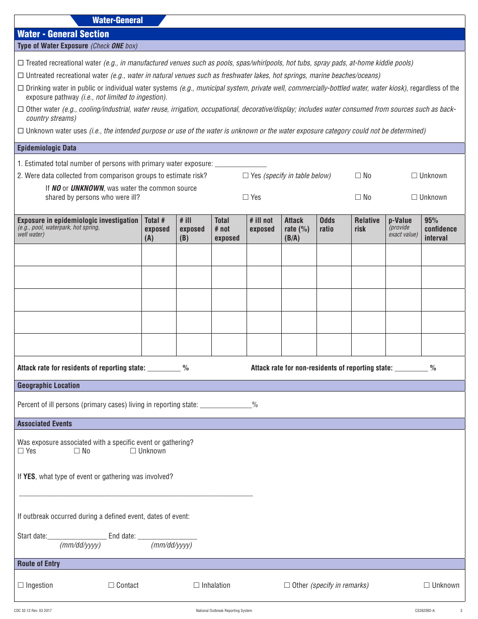 Form CDC52.12 Waterborne Disease Transmission - National Outbreak Reporting System, Page 3