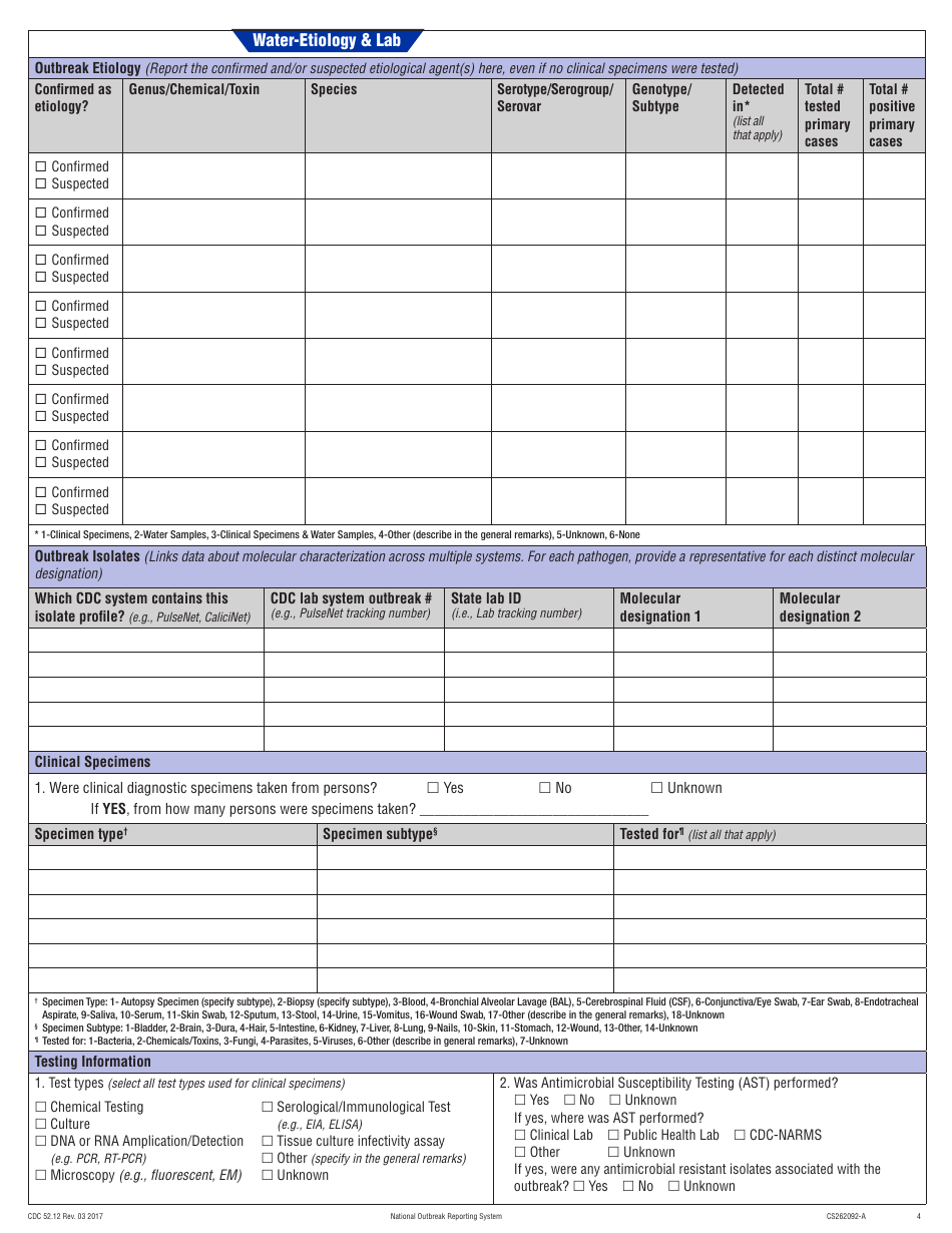 Form CDC52.12 Waterborne Disease Transmission - National Outbreak Reporting System, Page 4