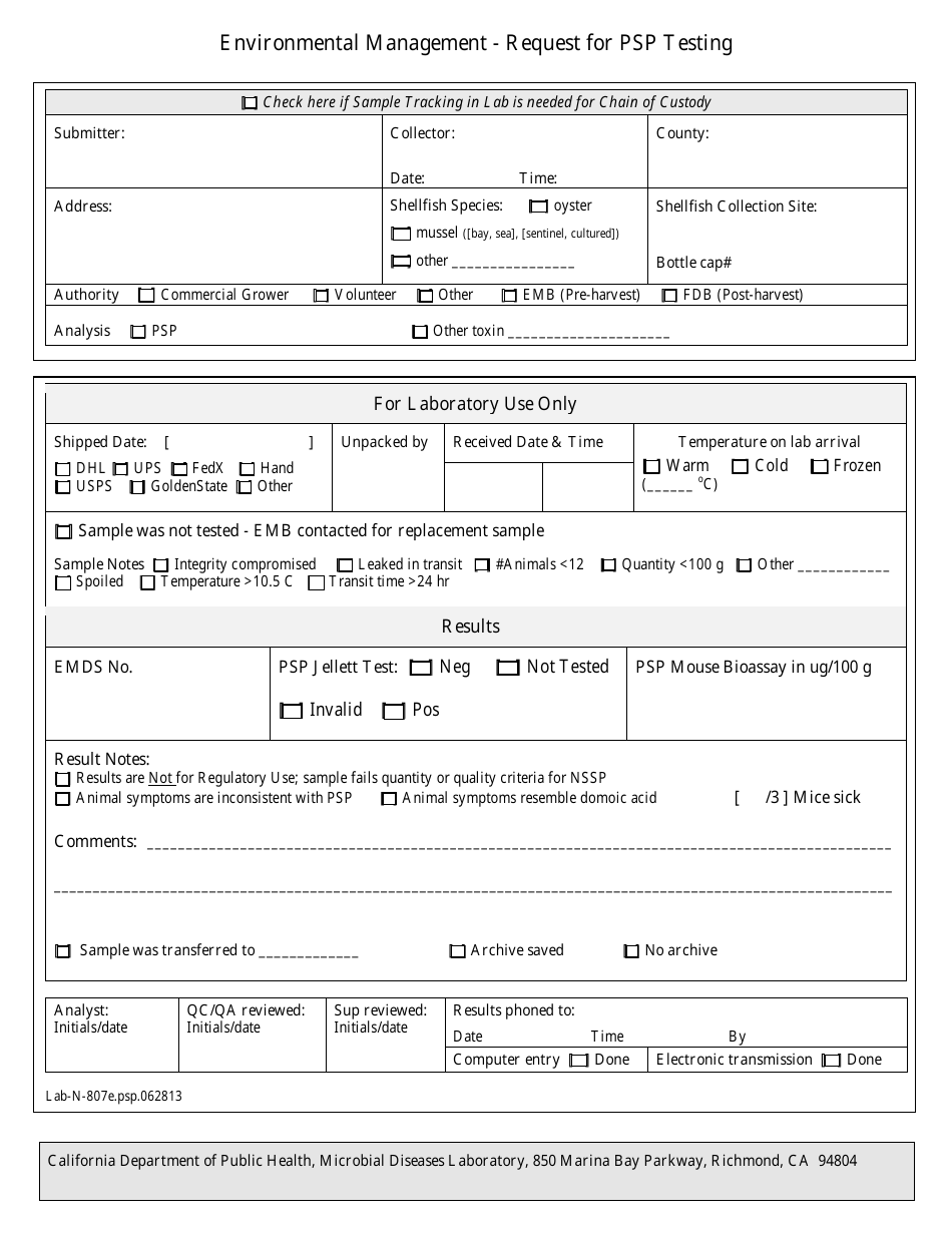 Form Lab-N-807 - Fill Out, Sign Online and Download Fillable PDF ...