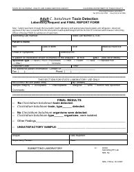 Document preview: Form MDL-176 Adult C. Botulinum Toxin Detection Laboratory Request and Final Report Form - California