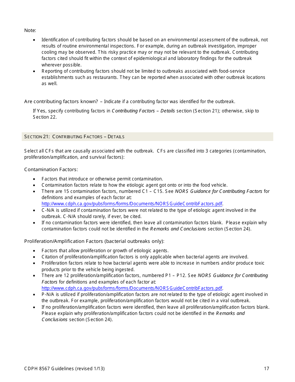 Instructions for Form CDPH8567 Foodborne Disease Outbreak Report - California, Page 17
