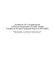 Instructions for Form CDPH8567 Foodborne Disease Outbreak Report - California