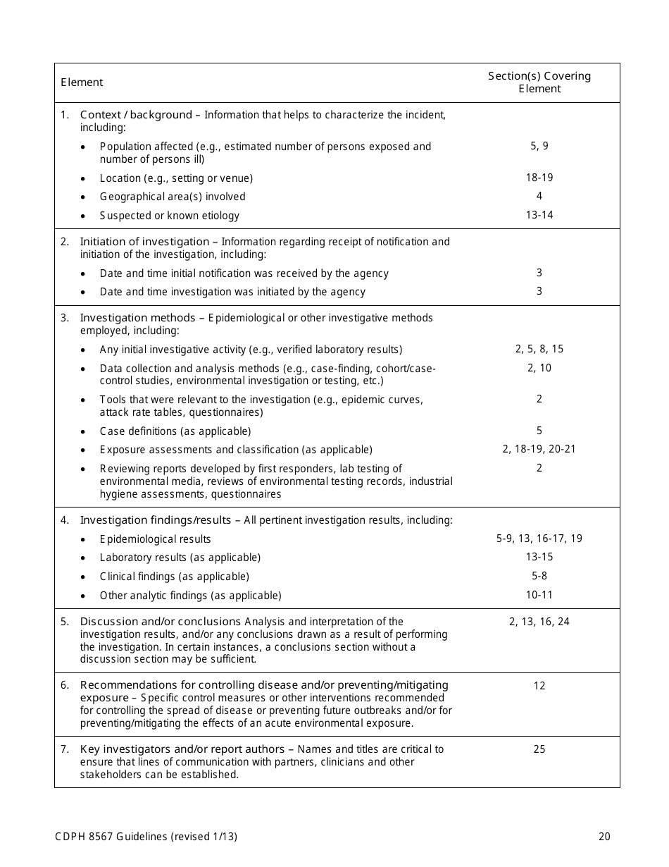 Instructions for Form CDPH8567 Foodborne Disease Outbreak Report - California, Page 20