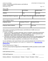 Form DR397A Career Counseling and Information and Referral Form a - Verification - California