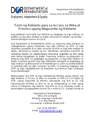 Document preview: Language Access Complaint Form - California (Tagalog)
