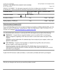 Form DR107 Request for Mediation and/or Fair Hearing - California